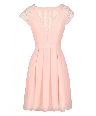 Cute Pink Dress, Pink Lace Dress, Pale Pink Summer Dress, Pink A-Line Dress, Blush Pink Lace Dress, Pink Party Dress, Cute Pink Dress