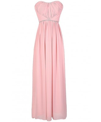 Pale Pink Maxi Dress, Blush Maxi Dress, Pink Embellished Maxi Dress ...