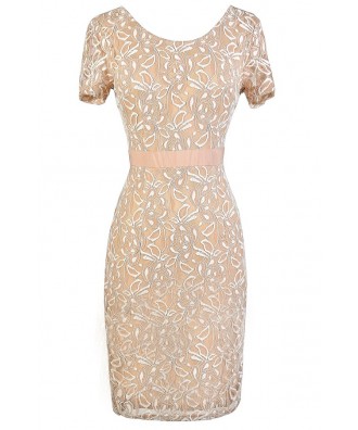 Beige Lace Dress, Cute Beige Dress, Beige and Ivory Dress, Beige Summer Dress, Cute Lace Dress, Beige Fitted Lace Pencil Dress, Beige Lace Pencil Dress