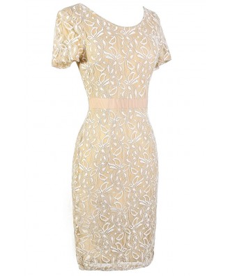 Beige Lace Dress, Beige Lace Pencil Dress, Ivory and Beige Pencil Dress ...