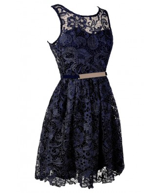 Navy Lace Dress, Cute Navy Dress, Navy Crochet Lace Dress, Blue Lace ...