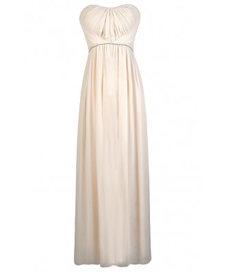Beige Maxi Dress, Cream Maxi Dress, Beige Prom Dress, Beige Maxi Bridesmaid Dress, Formal Cream Dress, Beige Rhinestone Maxi Dress, Cream Rhinestone Maxi Dress