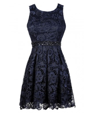 Navy Blue Lace Dress, Cute Navy Dress, Navy Lace Dress, Navy ...