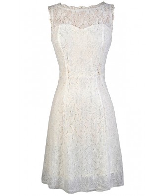 White Lace Dress, Cute White Dress, White Lace Rehearsal Dinner Dress, White Lace Bridal Shower Dress, White Lace Party Dress