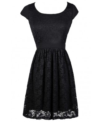 Black Lace Dress, Black Lace Capsleeve Dress, Little Black Dress, Cute ...