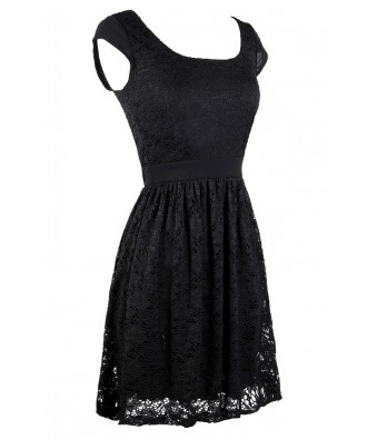 Black Lace Dress, Black Lace Capsleeve Dress, Little Black Dress, Cute ...