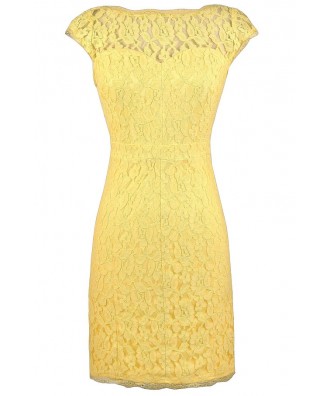 Yellow Lace Dress, Bright Yellow Dress, Fitted Yellow Lace Dress, Yellow Lace Pencil Dress, Yellow Lace Party Dress, Cute Yellow Lace Dress