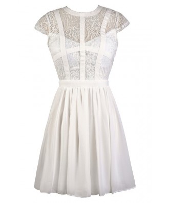 Cute White Dress, White Lace Dress, White Sundress, White A-Line Dress, White Summer Dress, White Party Dress