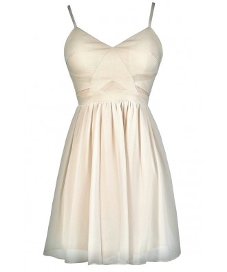 Cute Beige Dress, Beige Party Dress, Beige A-Line Dress, Beige Cocktail Dress, Beige Summer Dress, Off White Party Dress, Off White Cocktail Dress, Off White A-Line Dress