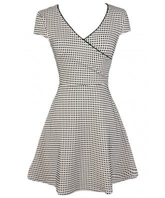 Cute Black and White Dress, Black and White Checkered Dress, Black and White Square Dress, Black and White Pattern Dress, Black and White A-Line Dress, Black and White Sundress, Black and White Party Dress