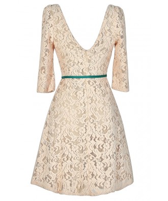 Sweater Lace Dress, Beige Lace Dress, Beige Lace A-Line Dress, Beige ...