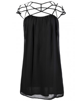 Black Web Dress, Web Neckline Dress, Little Black Dress, Black Party Dress, Black Cocktail Dress, Cage Neckline Dress, Black Cage Dress