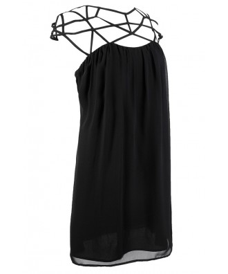 Black Web Dress, Web Dress, Web Neckline Dress, Cage Dress, Cute Black ...