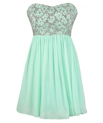 Cute Prom Dress, Mint Sequin Prom Dress, Mint and Silver Sequin Dress, Mint Party Dress, Mint Cocktail Dress, Mint A-Line Dress, Mint Chiffon Dress