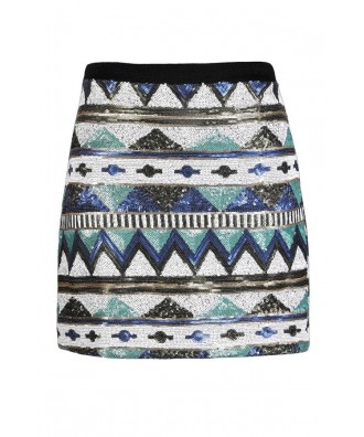 Sequin Mini Skirt, Cute Sequin Skirt, Aztec Sequin Skirt, Tribal Sequin Skirt, Aztec Pattern Skirt, Tribal Pattern Skirt, Geometric Sequin Skirt