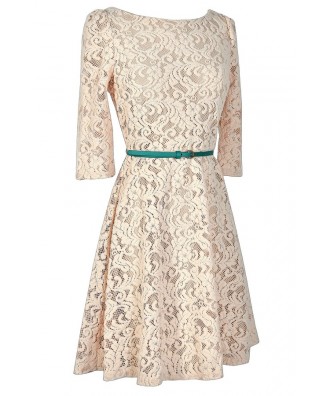 Sweater Lace Dress, Beige Lace Dress, Beige Lace A-Line Dress, Beige ...