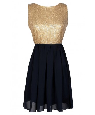 Navy and Gold Dress, Navy and Gold Sequin Dress, Navy and Gold Party Dress, Navy and Gold A-Line Dress, Navy and Gold Cocktail Dress, Navy and Gold Homecoming Dress