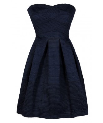 Cute Navy Dress, Navy Party Dress, Navy Cocktail Dress, Navy Strapless ...