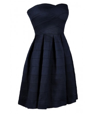 Cute Navy Dress, Navy Party Dress, Navy Cocktail Dress, Navy Strapless ...