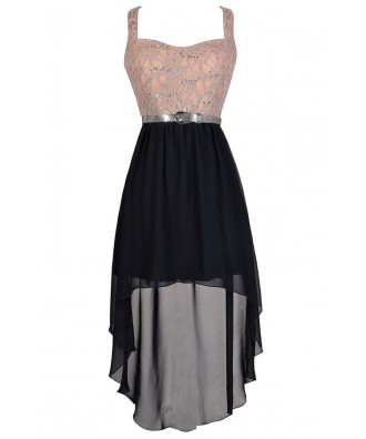 Navy and Beige Dress, Beige and Blue Dress, Navy and Beige High Low Dress, Navy and Beige Sequin Dress, Navy Belted High Low Dress, Navy and Beige Party Dress, Navy and Beige Cocktail Dress