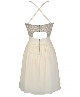 Cute Ivory Sequin Dress, Ivory Sequin Party Dress, Ivory Sequin ...