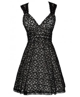 Black Sequin Lace Dress, Black Lace A-Line Dress, Cute Black Dress, Black Lace Dress, Black Lace Party Dress, Black Lace Cocktail Dress, Little Black Dress