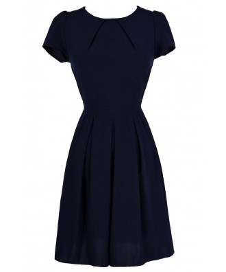 Navy A-Line Dress, Cute Navy Dress, Navy Tie Back Dress, Navy Party Dress, Navy Sundress