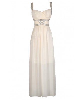 Ivory Maxi Dress, Off White Maxi Dress, Embellished Maxi Dress, Ivory Prom Dress, Cute Prom Dress, Off White Prom Dress, Beaded Prom Dress, Cute Formal Dress