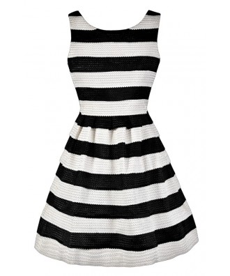 Black and White Stripe Dress, Black and Ivory Stripe Dress, Cute Black and White Dress, Black and White Stripe A-Line Dress