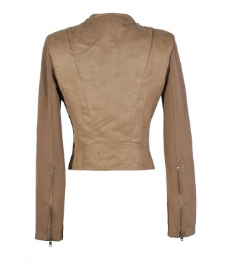 Beige Suede Jacket, Taupe Suede Jacket, Beige Moto Jacket, Taupe Moto ...