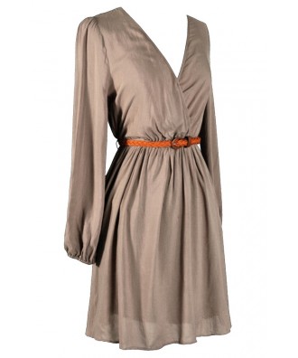 dress belted surplice mocha anything ready