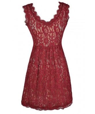 Burgundy Lace Dress, Red Lace Dress, Maroon Lace Dress, Cute Holiday Dress, Cute Bridesmaid Dress, Burgundy Bridesmaid Dress, Red Lace Party Dress