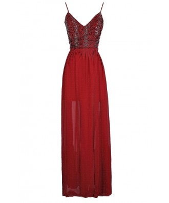 Burgundy Open Back Maxi Dress, Open Back Maxi Dress, Backless Maxi ...