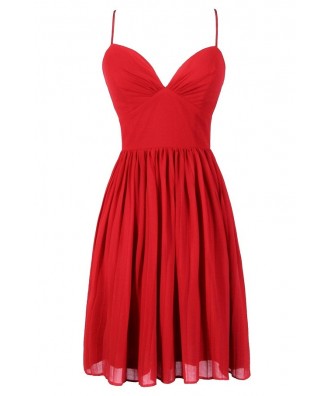 Cute Red Dress, Cute Holiday Dress, Cute Christmas Dress, Red Cocktail Dress, Red Party Dress, Red A-Line Dress, Red Spaghetti Strap Dress