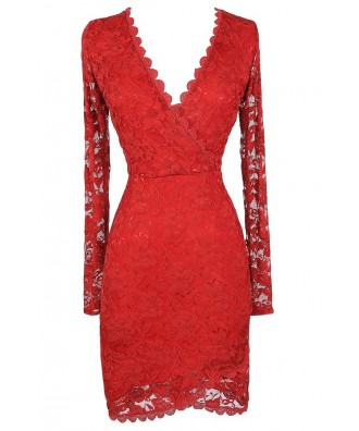 Red Lace Dress, Cute Red Dress, Red Lace Longsleeve Dress, Red Lace Bodycon Dress, Red Lace Party Dress, Red Lace Cocktail Dress, Cute Christmas Dress, Cute Holiday Dress, Cute Christmas Party Dress, Red Lace Pencil Dress