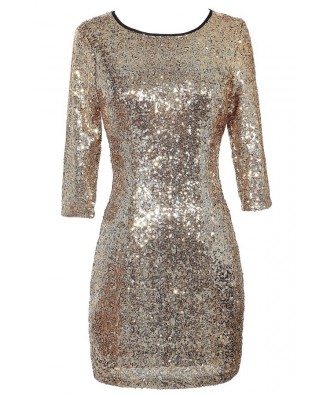 Cute Gold Dress, Gold Sequin Dress, Gold Sequin Party Dress, Gold Sequin Cocktail Dress, Cute New Years Dress, Cute Holiday Dress, Gold Sequin Bodycon Dress, Gold Sequin Pencil Dress, Gold Sequin Dress With Sleeves