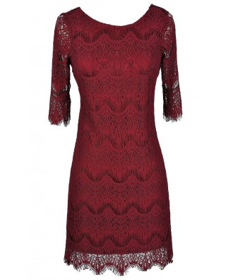 Cute Lace Dress, Cute Red Dress, Red Lace Dress, Burgundy Lace Dress, Cute Holiday Dress, Cute Christmas Dress, Cute Christmas Party Dress, Cute Fall Dress, Maroon Lace Dress, Burgundy Lace Party Dress, Burgundy Lace Cocktail Dress