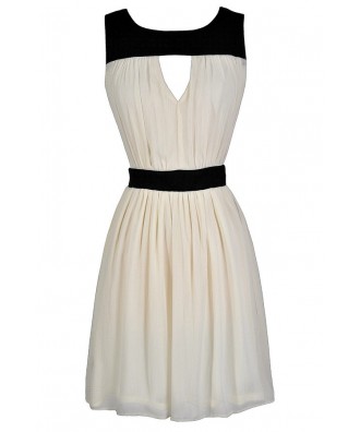 Cute Colorblock Dress, Black and White Colorblock Dress, Black and ...