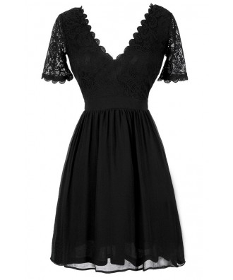 Black Lace Dress, Cute Black Dress, Black A-Line Dress, Little Black ...