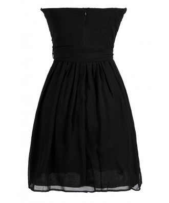 Cute Black Dress, Little Black Dress, Black Strapless A-Line Dress ...