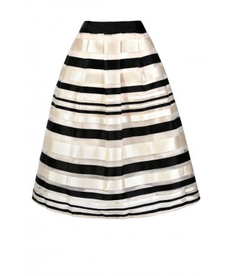 Black and Ivory Stripe Skirt, Cute Stripe Skirt, Black and Ivory Stripe A-line Skirt