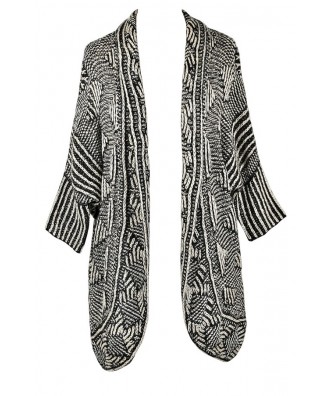 Black and Ivory Fall and Winter Sweater Cardigan