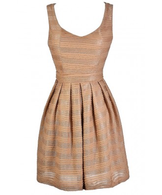 Mocha Party Dress, Mocha A-Line Dress, Cute Cocktail Dress, Cute Party Dress, Taupe Party Dress, Taupe A-Line Dress