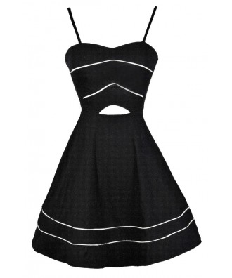 Black A-Line Dress, Black Party Dress, Black Cutout Dress, Little Black Dress, Cute Black Dress