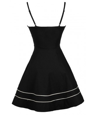 Cute Black A-Line Dress, Black Cutout A-Line Dress, Cute Black Party ...