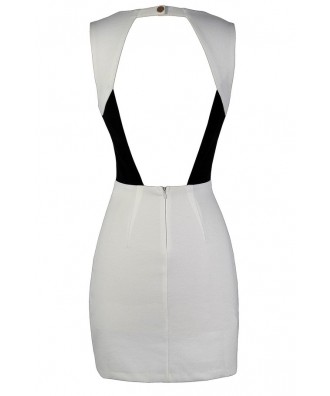 Black and White Colorblock Dress, Black and Ivory Colorblock Dress ...