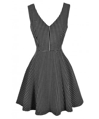 Black and White Polka Dot Dress, Black and Ivory Polka Dot Dress, Cute Polka Dot Dress, Retro Polka Dot Dress, Polka Dot A-Line Dress, Polka Dot Fit and Flare Dress, 1960s Polka Dot Dress, 1950s Polka Dot Dress, Cute Polka Dot Dress