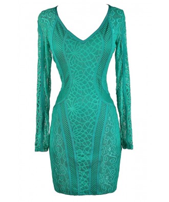Mixed Lace Bodycon Dress, Teal Lace Bodycon Dress, Jade Lace Bodycon Dress, Aqua Lace Bodycon Dress, Longsleeve Lace Bodycon Dress, Lace Bodycon Dress, Green Bodycon Dress, Green Lace Bodycon Dress