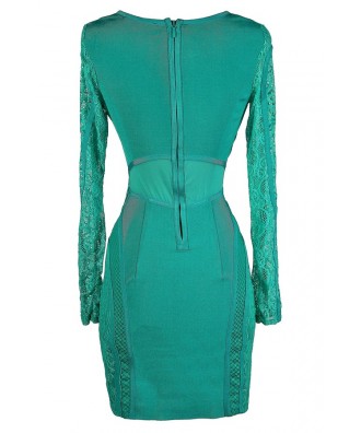 Teal Bodycon Dress, Aqua Bodycon Dress, Mixed Lace Bodycon Dress, Teal ...