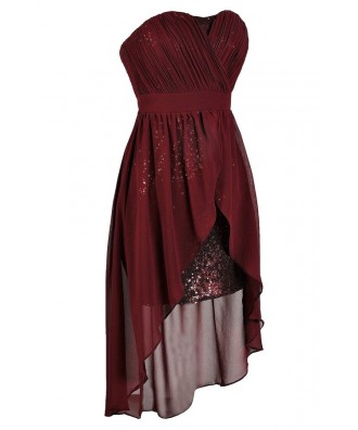 Burgundy Sequin Party Dress, Cute Burgundy Dress, Cute Red Dress ...